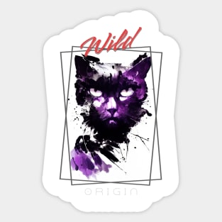 Cat Wild Nature Free Spirit Art Brush Painting Sticker